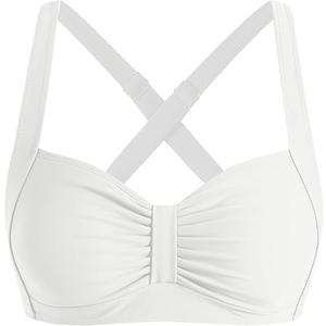 ZAFUL Women Bikini Top Only-Ruched Bra Padded Bathing Suit Top Cross Back Vintage Retro Bathing Suit Tops 2026, Large