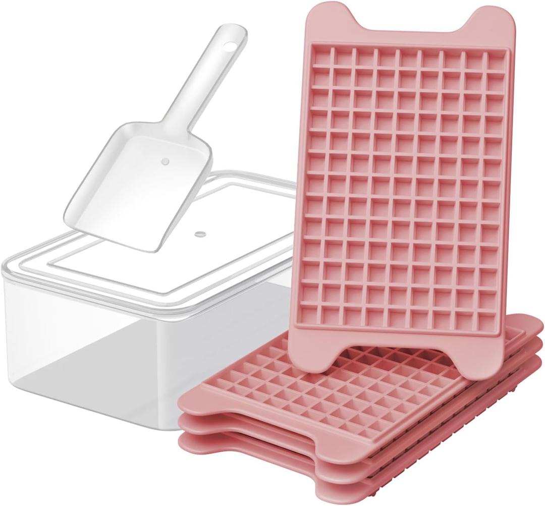 Mini Ice Cube Tray for Freezer: GGUW Nugget Ice Cube Tray with Bin - Crushed Ice Tray Making 4108 PCS Icecube - Easy Release Iced Maker Trays
