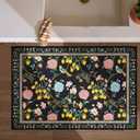 JINCHAN 8x10 Area Rug, Washable Floral Rug Non Slip Soft, Black
