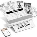 HPRT Inkless Portable Printer Wireless for Travel,Thermal Printer Supports 8.5" x 11" US Letter&A4&A5,Compatible with iOS,Android, Laptop, MT620,203 DPI,Black