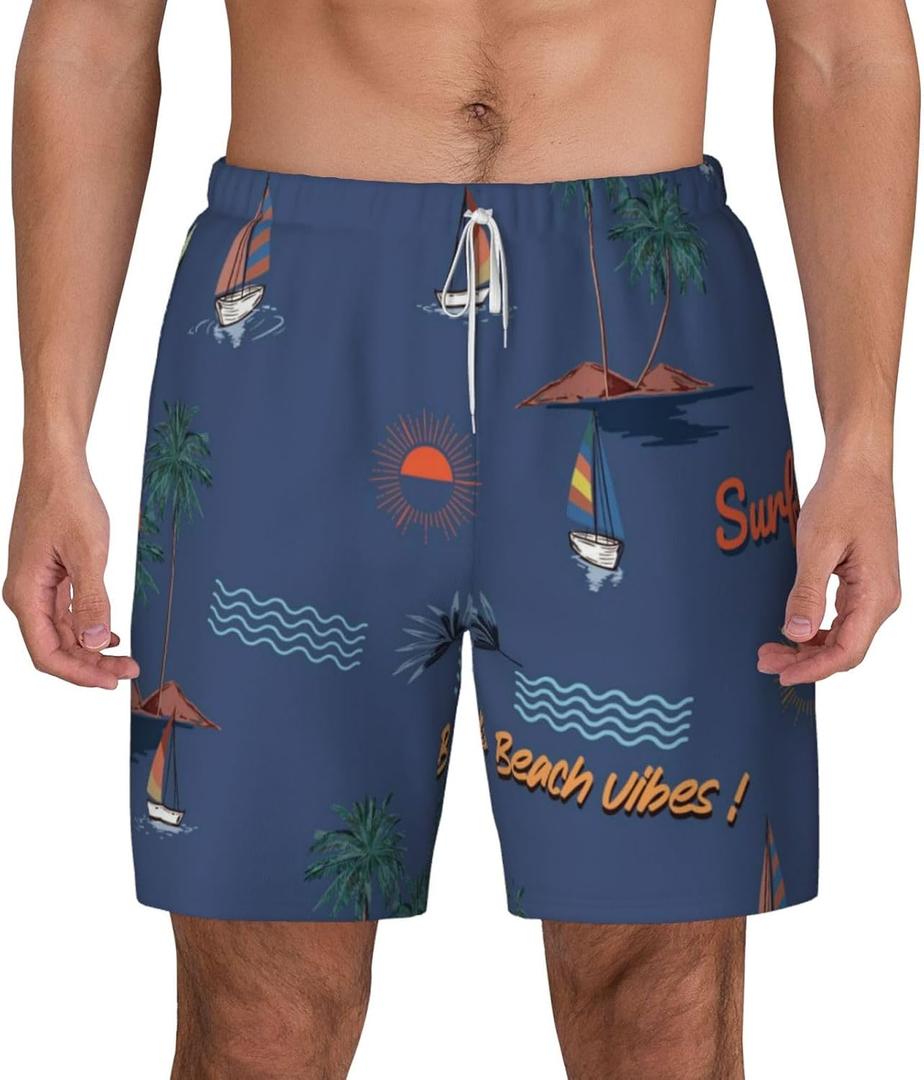 Men's Athletic Gym Workout Beach Shorts Lightweight Breathable Sports Running Short Pants with Pockets (L)
