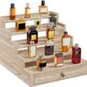 5 Tier Cologne Organizer for Men, Wooden Stand Rack Display Shelf with Drawer Storage, Large Capacity Perfume Holder for Man, Log Color