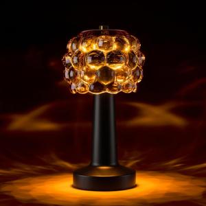 Cordless Table Lamp Rechargeable, Amber Glass Touch Lamp with 3 Color Modes & Stepless Dimming, Battery Operated Bedside Night Light, Housewarming Gifts for Women, Bedroom Decor