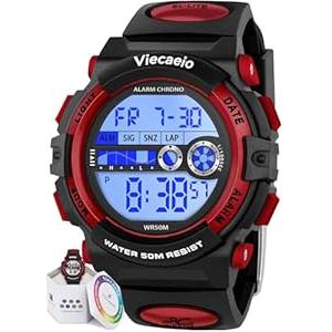 Kids Digital Watch for Boys Girls, Waterproof LED Colorful Lights Sports Watch Suitable for 5-17 Years Old Teenagers (with Gift Box) (A-Purple white)