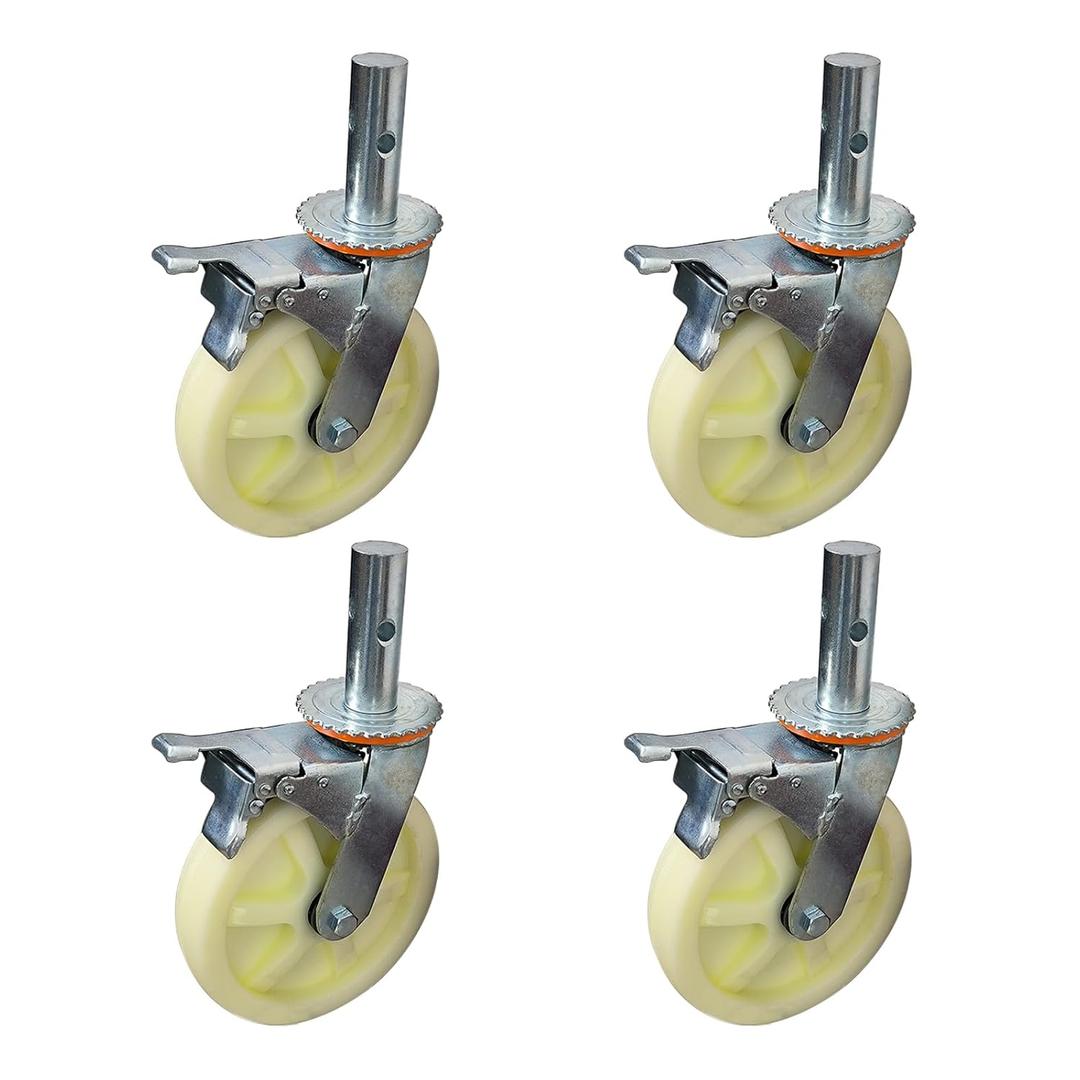 8"x 2" Scaffolding Caster Wheels with Dual Locking Swivel Stem Casters, 360 Degree Rotation, 4400 LB Capacity, 4 Packs