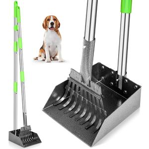 TOOGE Pooper Scooper, Dog Pooper Scooper Long Handle Stainless Metal Tray and Rake for Dogs Heavy Duty Pet Supplies to Use for Grass, Dirt or Gravel