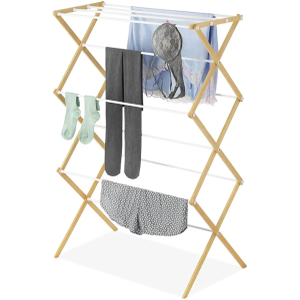 WHITMOR NATURAL WOOD COLLAPSIBLE CLOTHES DRYING RACK WHITMOR NATURAL WOOD COLLAPSIBLE CLOTHES DRYING RACK