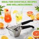 Butnix Lemon Squeezer, Stainless Steel 304 Hand Juicer, 3-in-1 Citrus Squeezer for Lemon Lime Orange, Manual Citrus Juicer with Cocktail Mixing Spoon, Non-Slip Grip, Life Time Warranty