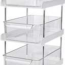 Atkits Kitchen Cabinet Organizers and Shelf Under Sink Organizers and Storage Bathroom Acrylic 2 Tier Clear Organizer with Dividers,3 Tier,No partition Style