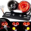 Benlari Upgraded Motorcycle Tail Light, 90LEDs Brake Lights, IP67 Waterproof Turn Signals Running with License Plate Bracket Fit for Street Bike Cruiser Chopper Bobber (Smoke)