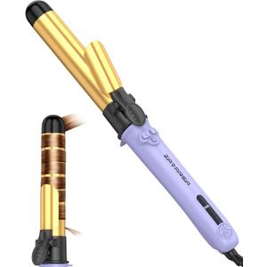 Rotating Curling Iron, ZAVAREA 1 1/4 Inch Automatic Curling Iron Self Curling Wand with Extra Long Barrel for Medium and Long Hair, Dual Voltage Auto Rotating Hair Curler for Curls and Waves (Purple)