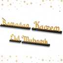 Amyhill 4 Pcs Eid Mubarak Ramadan Kareem Table Decor Ramadan Mubarak Letter Wooden Tabletop Centerpiece Islamic Decoration Sign for Home Office Party Decorations