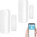 WiFi Door Sensor Window Detector: Smart Magnetic Door Open Detector with App Alerts, Wireless Home Security Contact Sensor, Tuya App Remote Control, Compatible with Alexa Google Assistant (2-Pack)