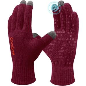 COOLJOB Warm Fleece Knit Winter Gloves for Men Women, Touch Screen Fingers, Non-slip Silicone Grip and Elastic Cuff (M)