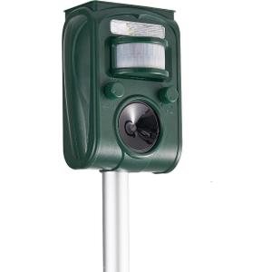 CIIC Upgraded Solar Ultrasonic Deer Repellent Devices Motion Detection, Waterproof Cat Repellent Outdoor, Squirrel Raccoon Rabbit Dog Repellent Deterrent with LED Flash Lights for Yard Farm Garden