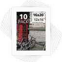 Mat Board Center, Pack of 10, 16x20 for 12x16 Off White Photo Picture Mats - Acid Free, 4-ply Thickness, White Core - for Pictures, Photos, Framing