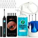 Ear Wax Removal Tool with Ear Camera by Tilcare - Ear Irrigation Flushing System for Adults & Kids - Perfect Ear Cleaning Kit - includes Basin, Syringe, Curette Kit, Towel and 30 Disposable Tips