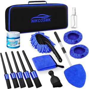 Windshield Cleaner Tool, 15Pcs Car Interior Detailing Kit, Car Cleaning Kit Interior Cleaner, Car Detailing Brushes, Car Cleaning Gel, Car Cleaning Supplies Tools Accessories for Women, Men, Interior