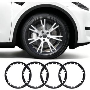 Rim Protector for Model Y, ABS+PC Wheel Rim Guard with Scratch & Scuff Protection, Prevents Curb Rash & Scratches, Clip-on Hub Protector Rings (Matte Black, 2020-2024 Model Y 19” Apollo Wheel)