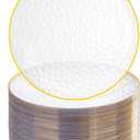 Rubtlamp 100 Pcs Clear Gold Plastic Plates, Hammered Party Plates, Clear Disposable Dessert Platos,Clear Gold Platos 7 Inch, Heavy duty Gold Plastic Dessert Platos Disposable For All Occasions