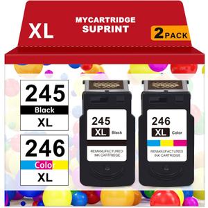 myCartridge SUPRINT 245XL Ink Cartridge PG-245 CL-246 Replacement for Canon Ink 245 and 246 Compatible for Canon 245XL 246XL Combo Pack for Pixma MG2522 TS3122 TS3322 MX490 TR4520 Printer 245 Ink