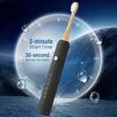 Bamboo Electric Toothbrush for Adults, Electric Toothbrush with 4 Bamboo Heads, Soft Castor Oil Bristles, 5 Modes, Smart Timer, Sonic Technology, IPX7 Waterproof, 70-Day Battery Life-Black