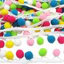 5yards Colorful 15mm Pom Pom Ball Fringe Trim Ribbon for Clothes Sewing Home Party Wedding Decoration Lace Ribbon Craft Supply