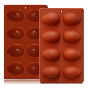 HKNMTT Silicone Egg Molds Easter 2PCS, 2.4" Food Grade 3D Moulds for Vegan Deviled Eggs Peanut Filling 3D Chocolate Candy Jello Pudding Soap Gift, Oven Safe Baking Cake Kit