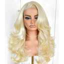 Blonde Voluminous Feather Layered Hair Flip Out Preplucked Precision-Pre-cut Ready-to-Go Glueless 13x6 HD Synthetic Lace Front Wig Blonde Wig
