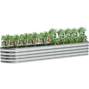 zizin Galvanized Raised Garden Bed Metal Oval Raised Garden Beds Outdoor Planter Box for Vegetables (12x2x1.3FT, Silver)