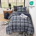 MaiRve Navy Blue Twin XL Comforter Set, Twin XL Bedding Sets for Boys Girls 5 Pieces for Dorm Farmhouse All Season Lightweight &Comfy with Fitted Sheet, Flat Sheet (Navy Blue, Twin XL, 66"x90")