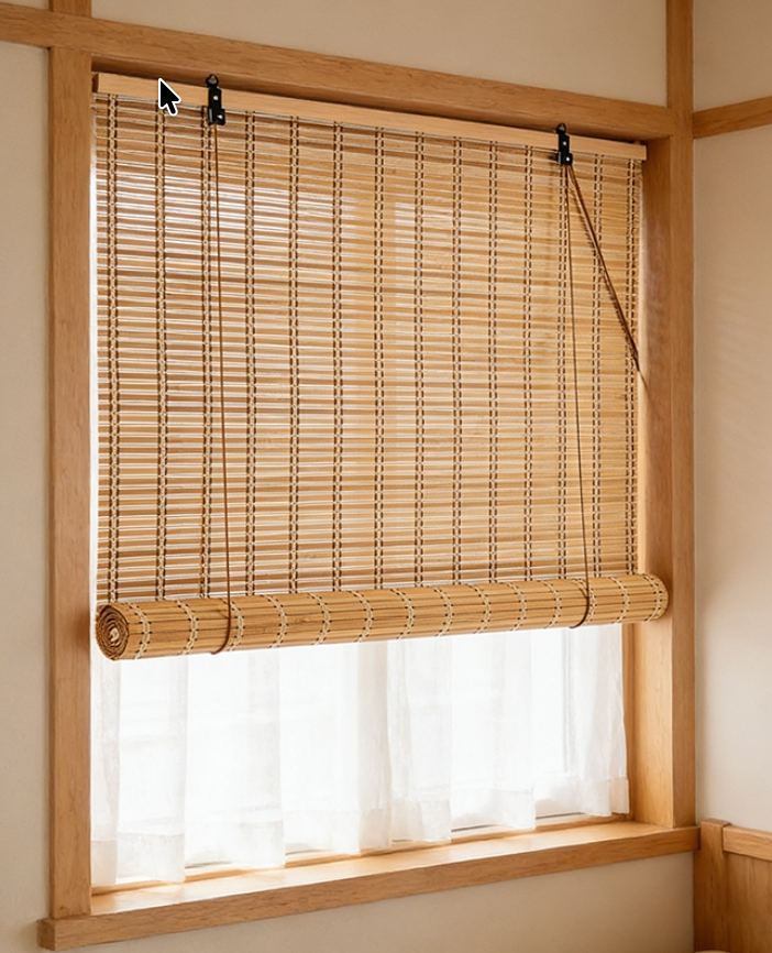 Natural Reed Curtain,Retro Reed Curtain Light Filtering Window Blinds Bamboo Roll Up Blinds For Indoor Outdoor Gazebo Garden Patio (Color : Beige, Size : 250X100CM)