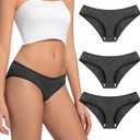 Merino Wool Underwear Women Pack of 3, Breathable Wooly Panties, Bikini Ladies Briefs Underwear (Medium, Darkgrey)