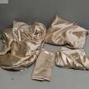 MR&HM Satin Bed Sheets, Queen Size Sheets Set, 4 Pcs Silky Bedding Set with 15 Inches Deep Pocket for Mattress (Queen, Champagne)