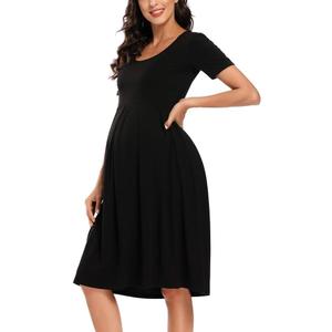 BBHoping Womens Casual Striped Maternity Dress Short Knee Length Pregnancy Clothes for Baby Shower (Small)