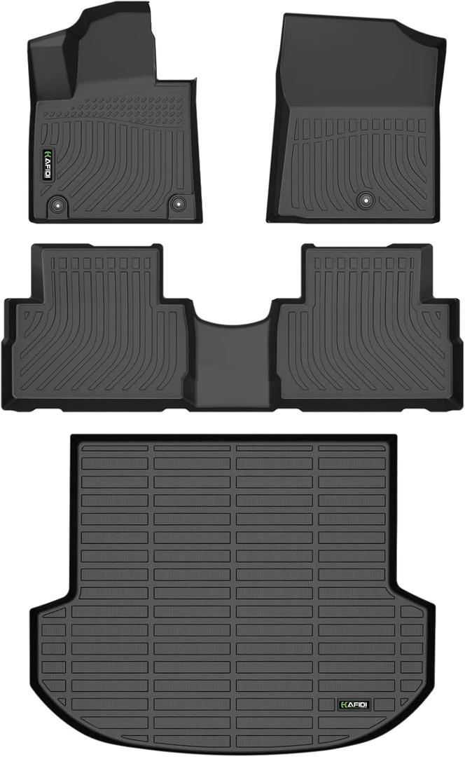 HAFIDI Floor Mats & Cargo Liner Set Fit for 2021 2022 2023 Hyundai Santa FE (Not Fit Hybrid) All Weather Protection TPE Anti-Slip Automotive Full Set Floor Liners Custom Accessories - Black