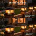8 Pack Solar Post Cap Lights Outdoor with Flickering Flame, Fence Post Solar Lights Fit for 4x4 3.5x3.5 Wooden Vinyl Posts, Waterproof Solar Lamp for Garden, Deck, Patio, Yard Decor (Black)