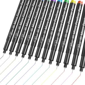 12 Colored Micro Pens 01 (0.25mm), Waterproof No-Bleed Through Extra Fine Point Fineliners for Bible Notes, Planner, Sketching, Journaling, Bullet Journal, Writing, Drawing, Note Taking