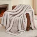L'AGRATY Faux Fur Throw Blanket: 50''x 60'' Luxury Fluffy Plush Thick Faux Fur Blanket for Bed Couch Sofa - Cozy Soft Fuzzy Blankets for Women Man: Minky Couture Decoration Blanket (White Beige)