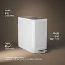 Kohler 20957-STW 2.5 Gallon Slim Step Trash Can, Bathroom Trash Can with Soft-Close Foot Pedal, White with Stainless Steel