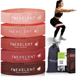 Fabric Resistance Bands for Working Out 5 Strength Levels from Extra Light to Extra Heavy Thick Workout Bands for Legs, Glutes, HIPS, Stretching, Strength Training with Storage Bag