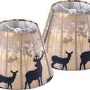 GO&SO Small Multi-Yellow Lamp Shades Art Deco,5"× 9"× 6.4" Spider Set of 2 Mini Deer Lampshades for Table Lamps & Wall Lamp,Bell Vintage Silhouette Animal Print Lamp Shade Replacemnt for Bedroom