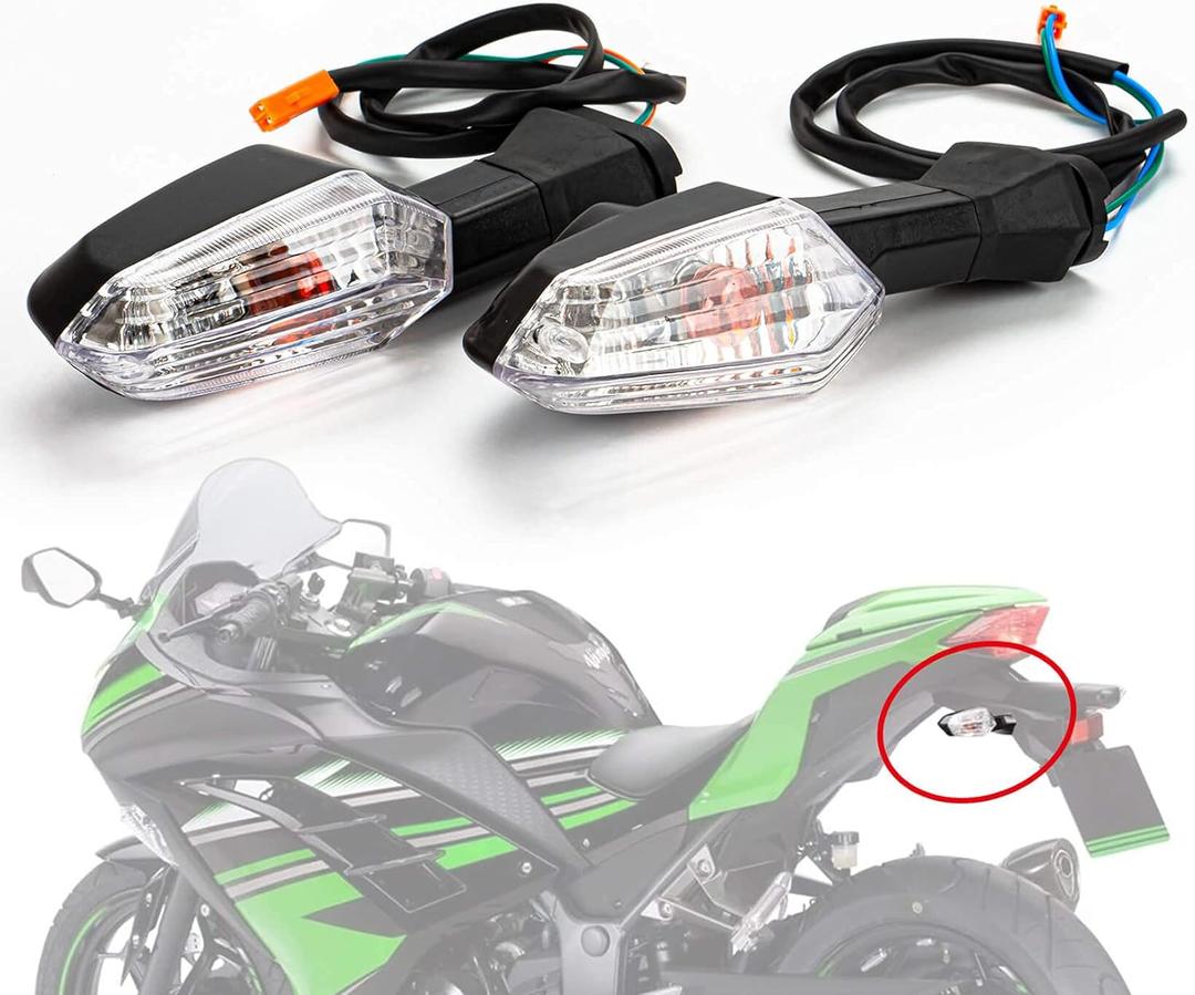 PSLER Front Rear Turn Signal Indicator Light Taillight for 650 ER-6F 2012-2016 for 300 EX300 2012-2016 and for 1000 2011-2017 (Clear)