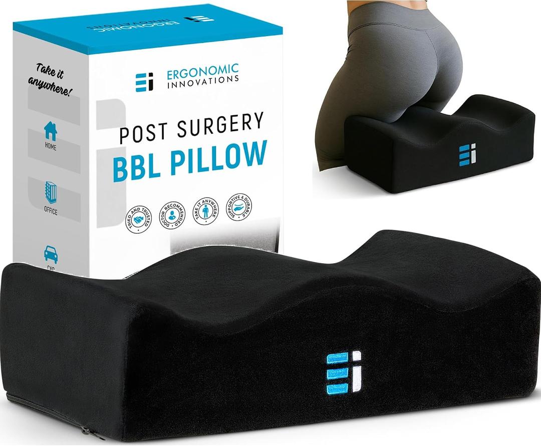 BBL Pillow After Surgery for Sitting - Brazilian Butt Lift Cushion for Driving & Home, Ergonomic Butt Shaped Pillow for Post-Op Recovery Pain Relief Support, BBL Must Haves, 17 Inches X 9 Inches X 5 Inches