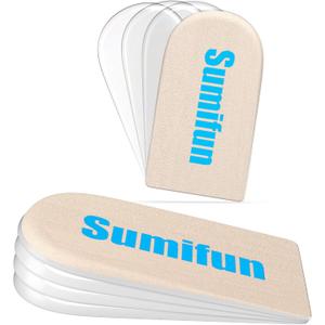 Sumifun Heel Lift, 4-Layer 1 Inch Gel Shoe Lifts for Women Uneven Legs, Adjustable Orthopedic Heel Lifts for Heel Pain and Leg Length Discrepancy, Heel Wedge Inserts 1/4" 1/2" 3/4" (Size S, 1 Pair) (4 Layers: S - Women's 4.5-9.5Men's 6-8.5, Beige)