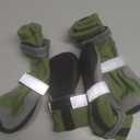 Winter Dog Snow Boots with Fleece Lining, Dog Shoes for Medium Large Size Dogs, Waterproof Dog Booties and Paw Protectors, Anti-Slip & Reflective Dog Shoes for Snow Outdoor, Hiking (Green-Size 4)