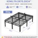 NKZ 24 Inch King Size Bed Frame, Metal Bed Frame & Box Spring 2 in 1 Platform with Round Corner Legs, 4000Lbs Heavy Duty Metal Frame, Mattress Slide Stopper, Headboard Hole, Noise-Free, Easy Assembly