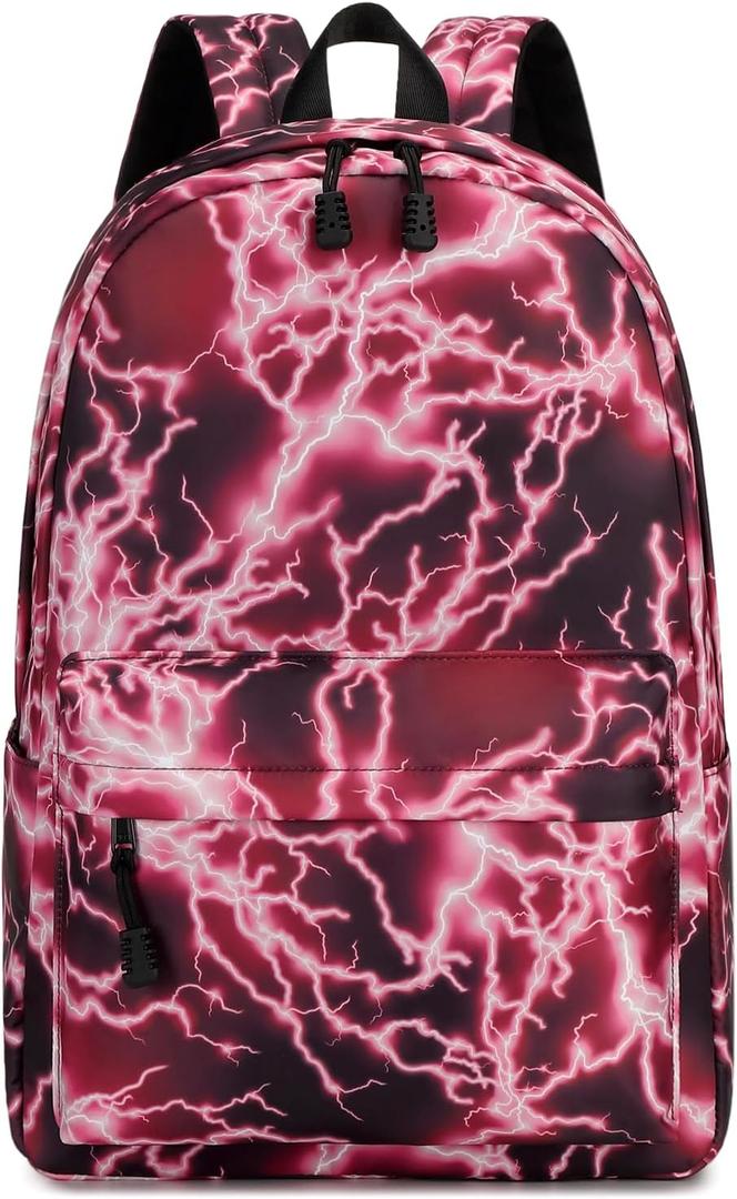 mezhsa Boy School Backpack Elementary Middle Lightning Bookbag Laptop Teenager Waterproof Lightweight 17 Inches (3Red), 17x12x5.5 Inches