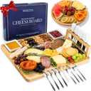 Large Charcuterie Boards Set: Bamboo Cheese Board and Knife Set- Unique for Mom 10 Entertaining Accessories, Wedding Gifts for Couple, House Warming New Home , Magentic Holder Cheeseboard