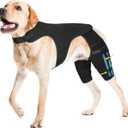 Dog Knee Brace for Torn Acl Hind Leg, Adjustable for Back Leg with 4 Stabilizers, Hip Support to Reduces Pain, & Luxating Patella for Small Medium Large Dogs (Solid Black, XL)